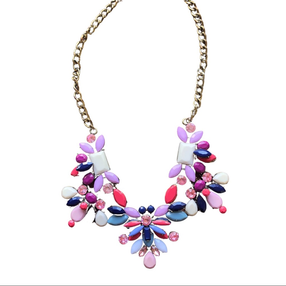 Purple and Pink Cluster Statement Necklace